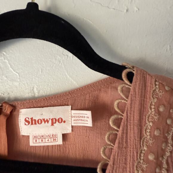 Showpo Dress Festival Small Pink Mauve Boho Flutter Sleeve Lace Up Mini Casual - Picture 4 of 10